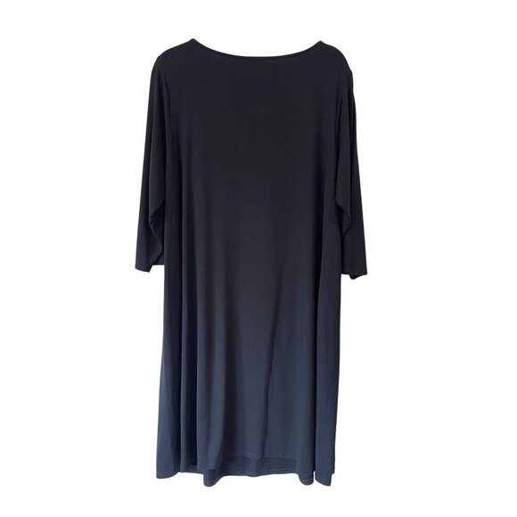 J. Jill Wearever Black 3/4 Sleeve A-Line Shift Dress Size 1X Stretch LBD - Picture 5 of 9